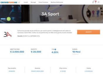 3A Sport in raccolta per 2 mln euro di minibond su CrowdFundMe. E’ la prima campagna di debito sul portale