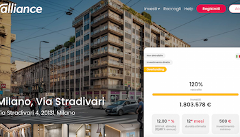 Il portale di crowdfunding immobiliare Walliance raccoglie in un solo giorno 1,8 mln euro per un progetto a Milano