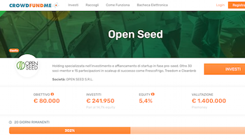L’acceleratore Open Seed si allea con il portale di crowdinvesting CrowdFundMe