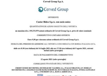 Opa su Cerved al via il 16 luglio