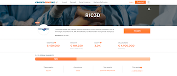 Overfunding per la campagna equity della società benefit RIC3D incubata da Techinnova