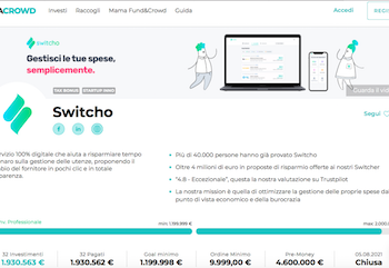 La fintech Switcho raccoglie 2 mln euro di equity su Mamacrowd.  Lead investor Eltif ALIcrowd