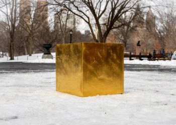 Un artista ha posizionato un cubo ricavato da un valore di 11,7 milioni di dollari d’oro a Central Park