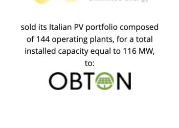 Obton si assicura il project financing green da 400 mln euro per il portafoglio di impianti fotovoltaici acquisito da E2E a febbraio