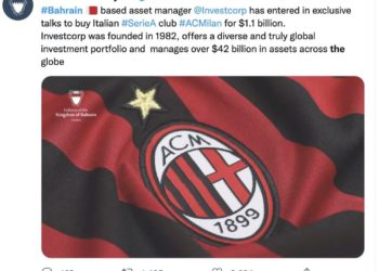 AC Milan, Investcorp è ufficialmente entrato in trattative esclusive con Elliott per acquisire la squadra rossonera. Deal da 1,1 mld $