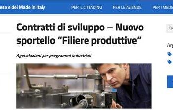 A breve l’apertura di un nuovo sportello per i Contratti di Sviluppo a supporto delle filiere produttive