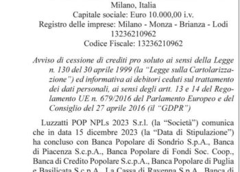 La Luigi Luzzatti chiude nuova cartolarizzazione di NPL da 313,4 mln euro. Sono 12 gli istituti coinvolti