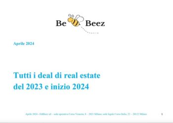 Deal di real estate per oltre 1,9 mld euro nel primo trimestre dell’anno in Italia, dopo un 2023 con soli 8,2 mld. Il report di BeBeez