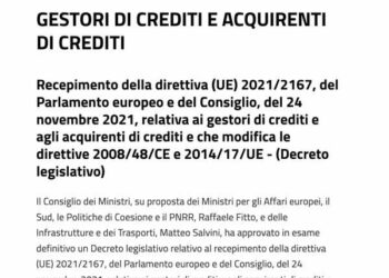 NPL, approvato in via definitiva il decreto legislativo che recepisce la direttiva UE su acquirenti e gestori di crediti