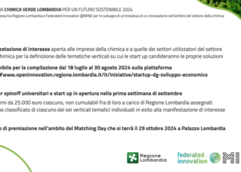 Regione Lombardia e Federated Innovation @MIND, al via il programma “Chimica verde Lombardia per un futuro sostenibile 2024″. Piattaforma aperta fino al 30 agosto