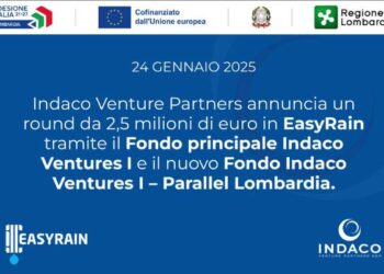 Easyrain completa il quarto round, da 2,5 mln, portando il totale raccolto a 18,3 mln. L’operazione è stata guidata da Indaco Venture Partners sgr