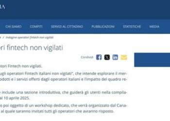 Al via indagine di Banca d’Italia sugli operatori fintech non vigilati. Tempo sino al 10 aprile per partecipare