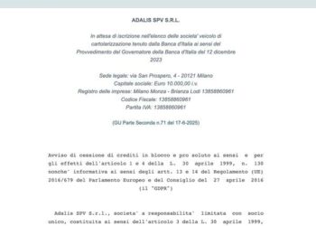 Primo deal del fondo FOCI di Officine CST e Cerberus, che sottoscrive abs junior di Adalis SPV